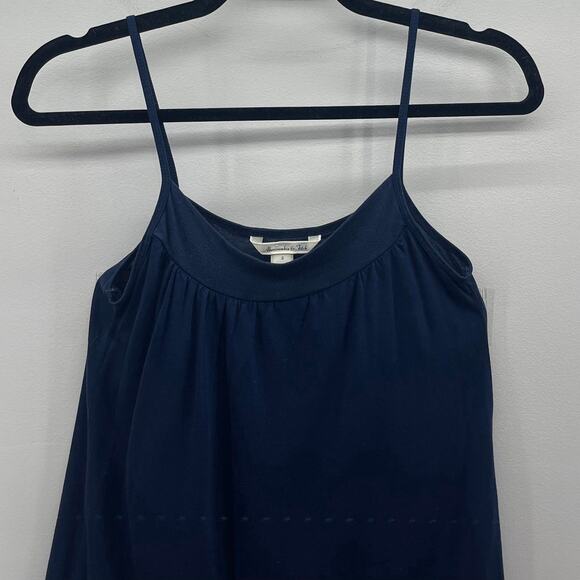 Y2K Abercrombie & Fitch Spaghetti Strap Tank‎ Top Womens Small Navy Blue Flowy - Picture 2 of 5